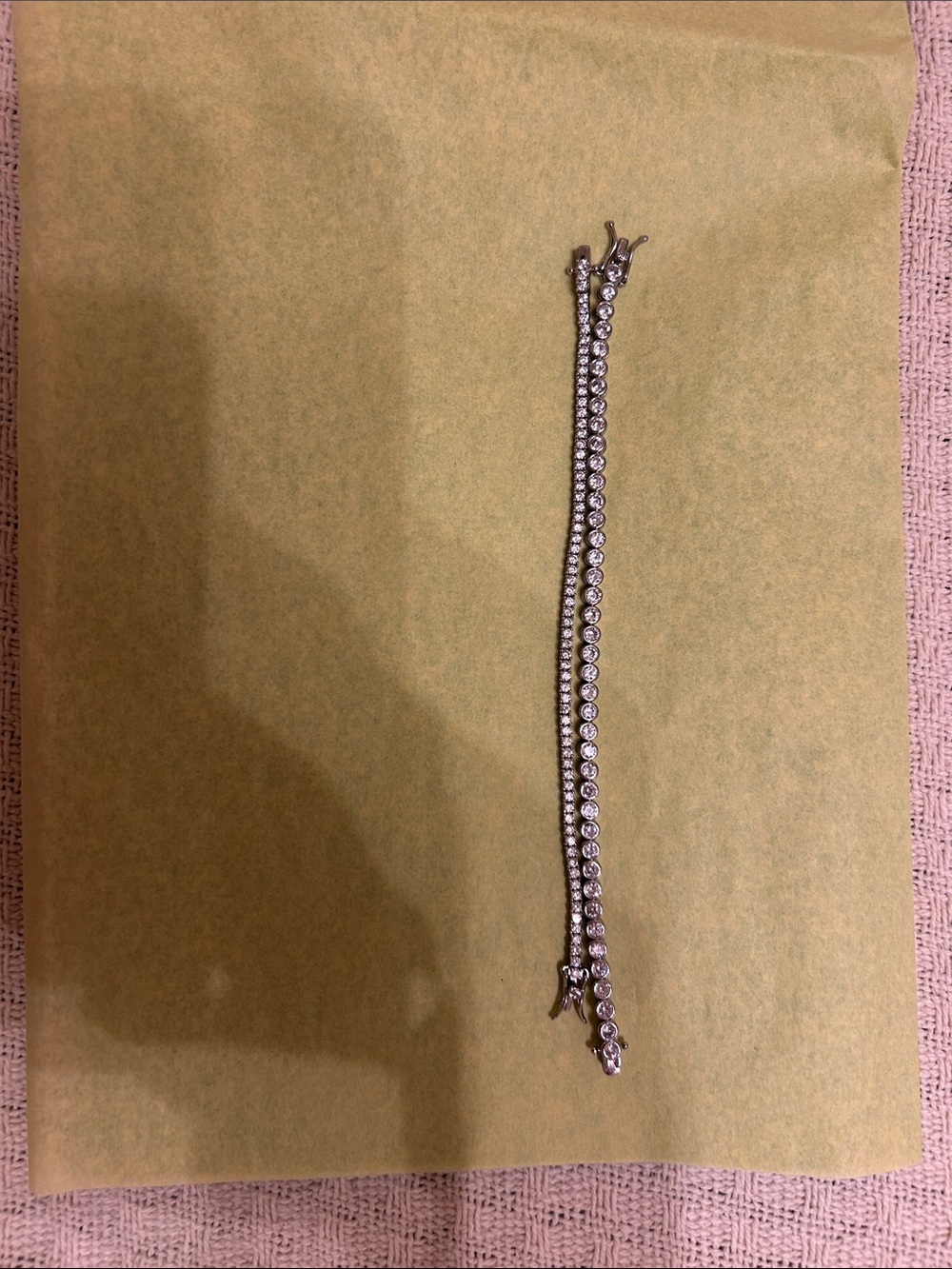 Set of 2 Classic Silver tone Tennis Bracelets with CZ stones
